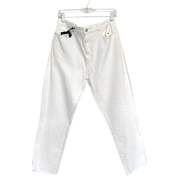 Anthropologie Paige Cindy High Rise Straight Leg Jeans White Noise Wash Size 33 - Picture 2 of 15